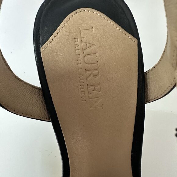 Lauren Ralph Lauren Gwen Houndstooth Black And White Leather Sandal Size 5.5 B - Picture 7 of 7